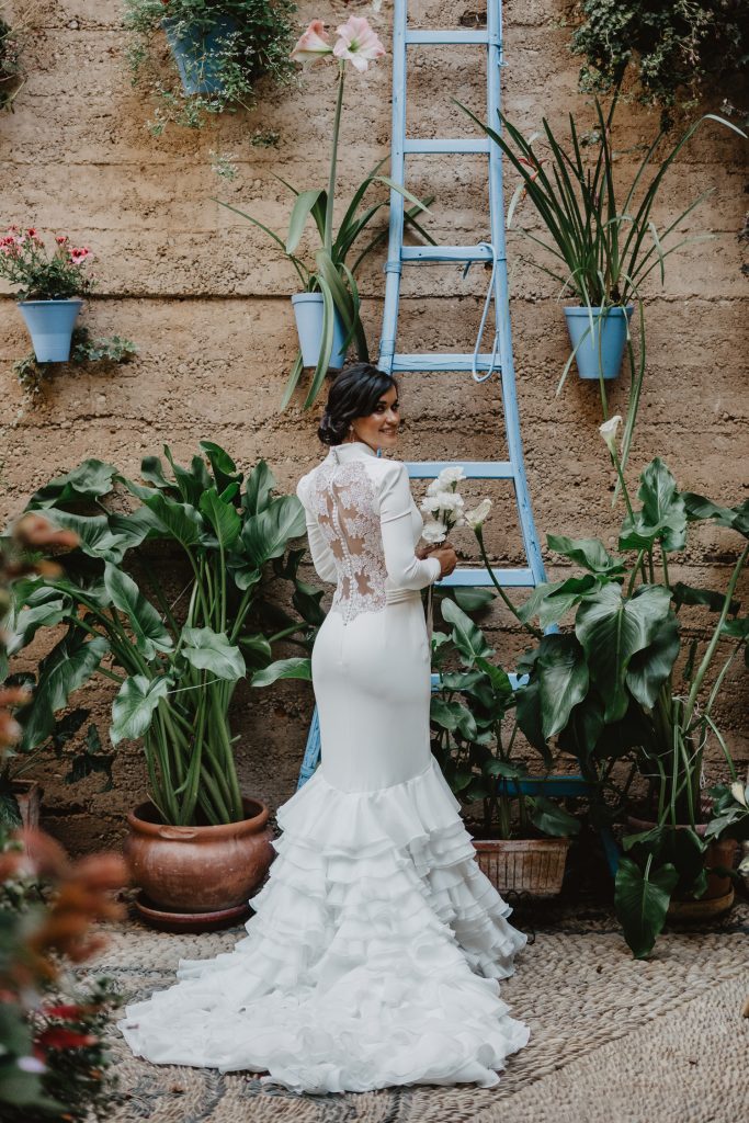 A flamenco wedding dress walking through the streets of C rdoba